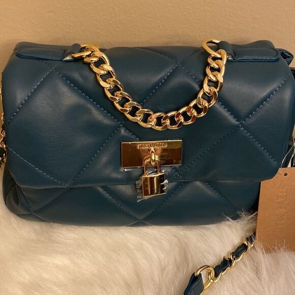 NWT Steve Madden (btulsa) Quilted Shoulder/ Crossbody Bag - Peacock Green - Picture 6 of 12